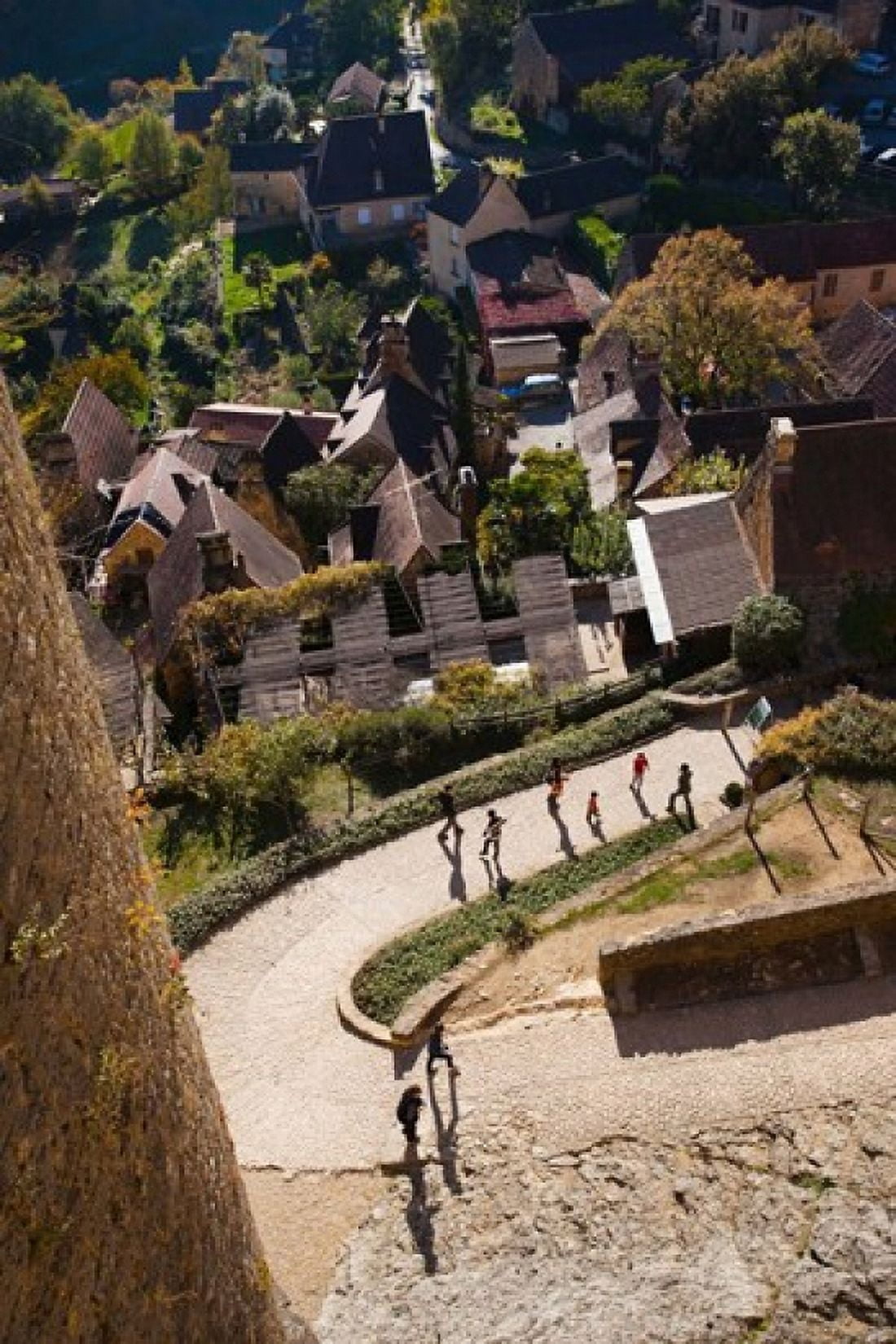 Elevated view of a village with Chateau de Castelnaud Castelnaud-la-Chapelle Dordogne Aquitaine France Canvas Art - Panoramic Images (24 x 36)