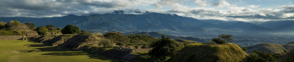 Elevated view of archaeological site Monte Alban Oaxaca Mexico Canvas Art - Panoramic Images (36 x 12)