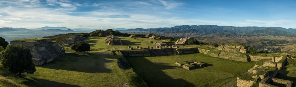 Elevated view of archaeological site Monte Alban Oaxaca Mexico Canvas Art - Panoramic Images (36 x 12)