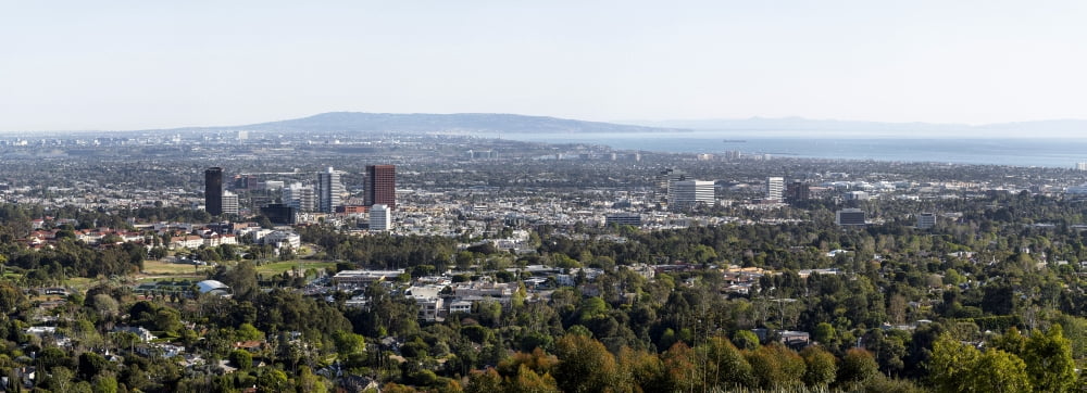 Elevated view of buildings West Los Angeles Los Angeles County California USA Canvas Art - Panoramic Images (27 x 9)