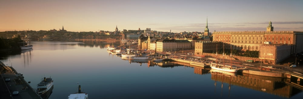 Elevated view of buildings at the waterfront The Stockholm Palace Gamla Stan Stockholm Sweden Canvas Art - Panoramic Images (12 x 36)