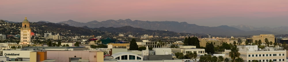 Elevated view of buildings in city Beverly Hills Los Angeles County California USA Canvas Art - Panoramic Images (22 x 5)