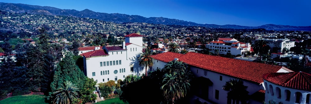 Elevated view of buildings in the city Santa Barbara California USA Canvas Art - Panoramic Images (12 x 36)