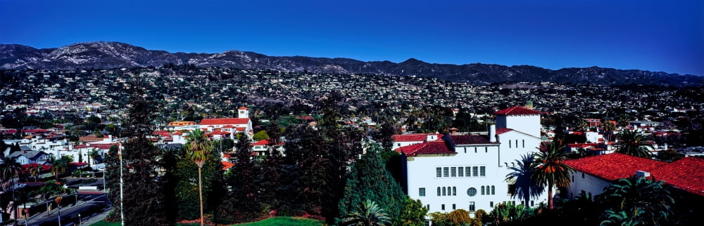 Elevated view of buildings in the city Santa Barbara California USA Canvas Art - Panoramic Images (6 x 18)