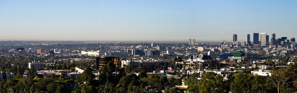 Elevated view of city Los Angeles California USA Canvas Art - Panoramic Images (36 x 12)