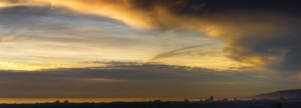 Elevated view of city at sunset Los Angeles California USA Canvas Art - Panoramic Images (36 x 12)