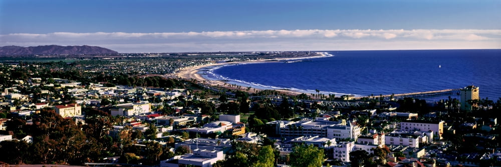 Elevated view of city at waterfront Ventura California USA Canvas Art - Panoramic Images (6 x 18)