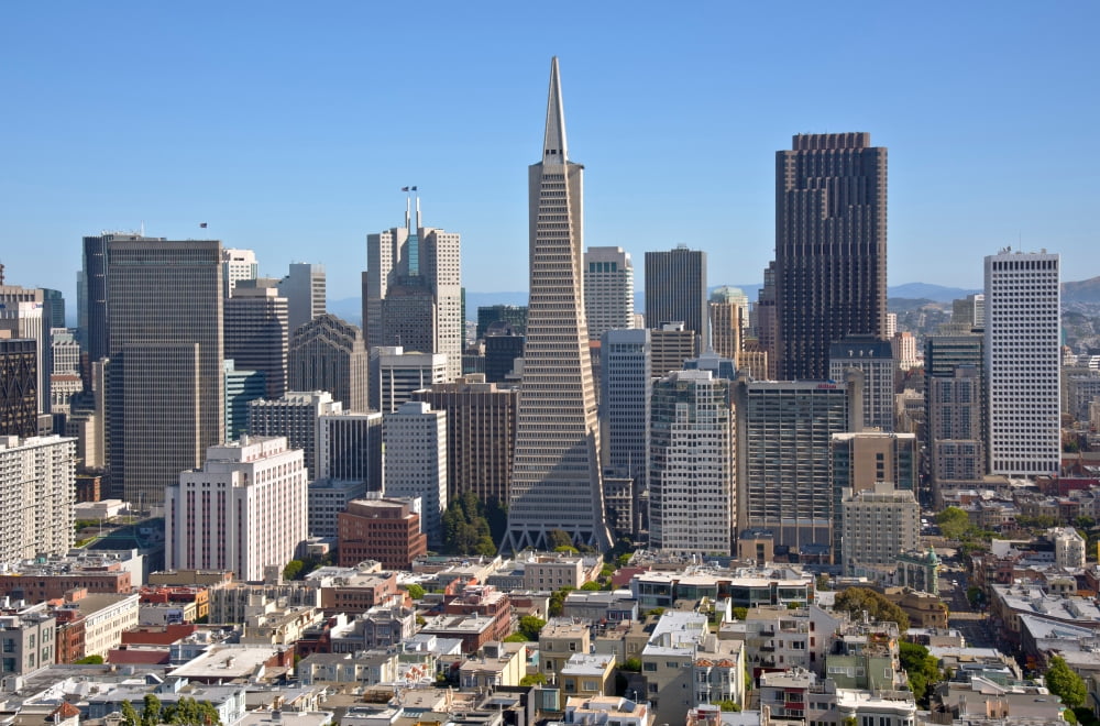 Elevated view of cityscape San Francisco San Francisco County California USA Canvas Art - Panoramic Images (18 x 24)