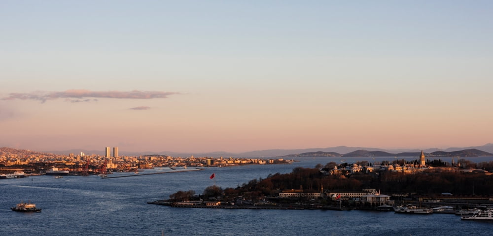 Elevated view of cityscape from the Galata Tower Beyoglu Istanbul Turkey Canvas Art - Panoramic Images (12 x 24)