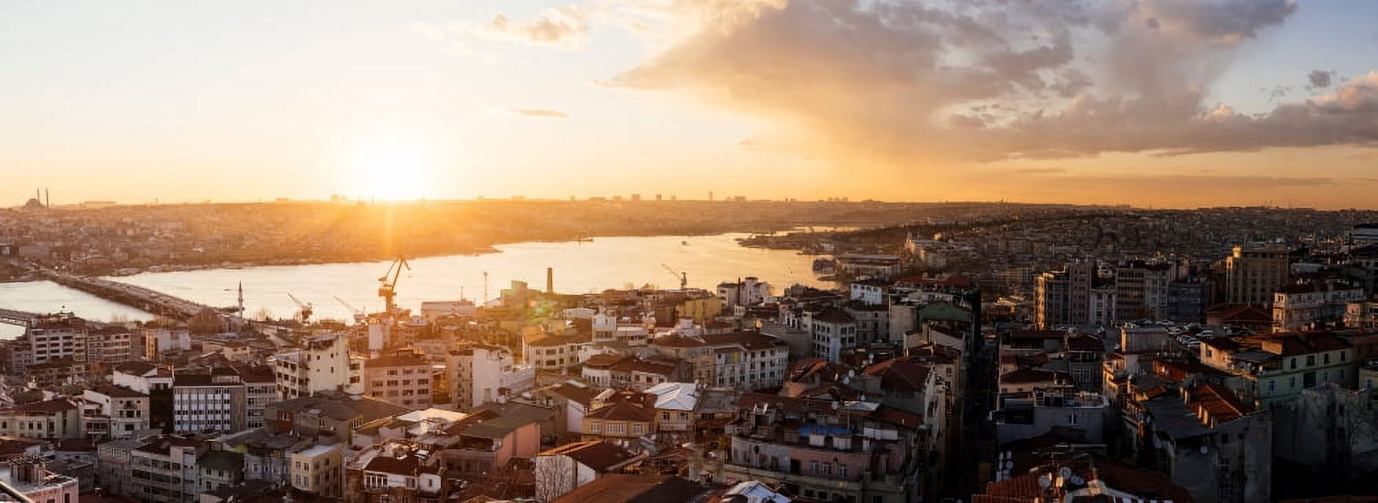 Elevated view of cityscape from the Galata Tower Beyoglu Istanbul Turkey Canvas Art - Panoramic Images (7 x 18)