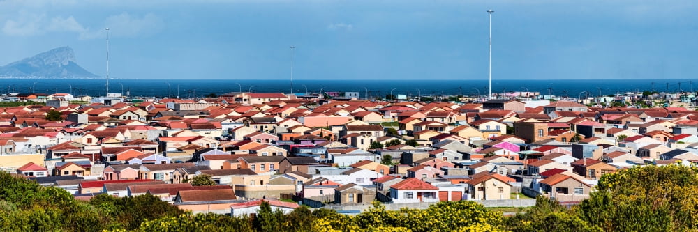 Elevated view of houses in a city Cape Flats Cape Town Western Cape Province South Africa Canvas Art - Panoramic Images (6 x 18)