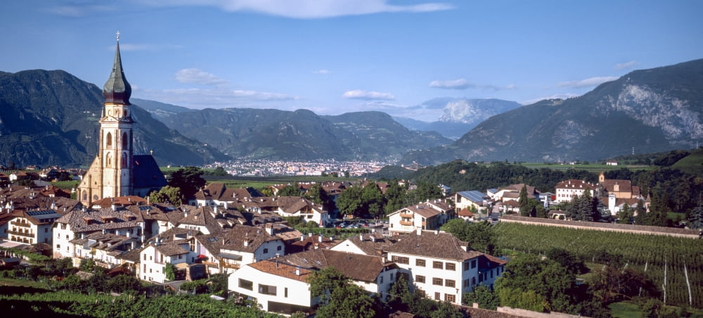 Elevated view of houses in a town San Paolo Bolzano Italy Canvas Art - Panoramic Images (36 x 12)