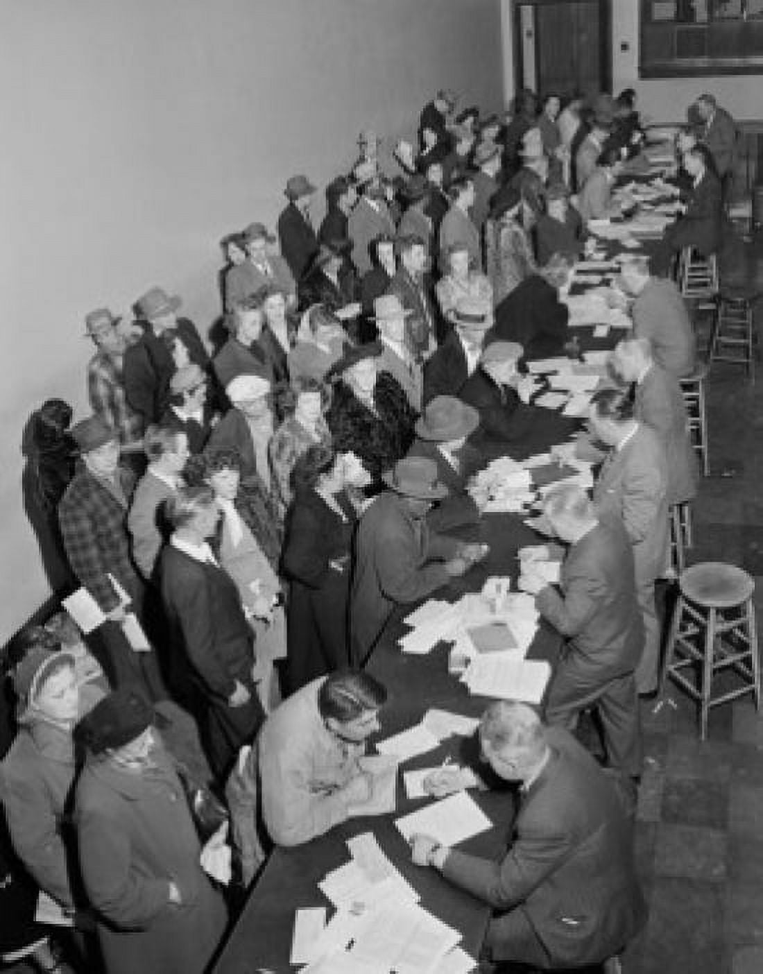 Elevated view of people in queue Canvas Art - (24 x 36)