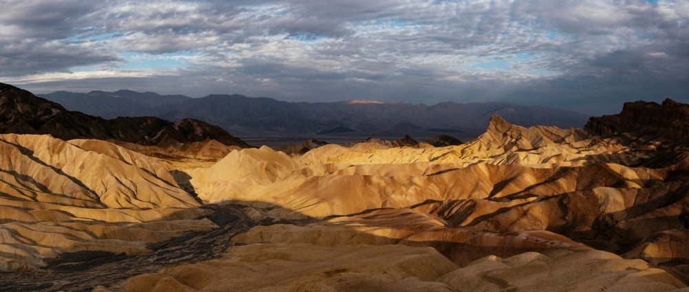 Elevated view of rock formations Zabriskie Point Death Valley National Park California USA Canvas Art - Panoramic Images (13 x 30)