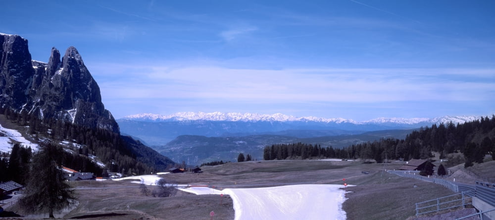 Elevated view of ski resort Siusi allo Sciliar Dolomites South Tyrol Italy Canvas Art - Panoramic Images (27 x 9)