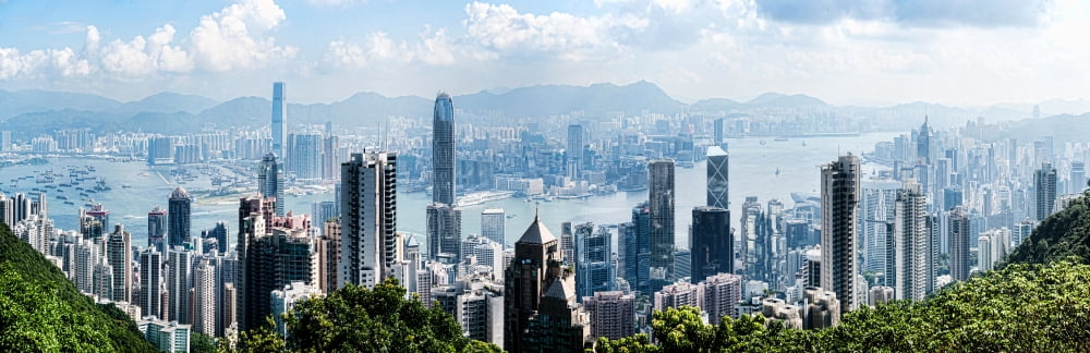 Elevated view of skylines Hong Kong China Canvas Art - Panoramic Images (6 x 18)