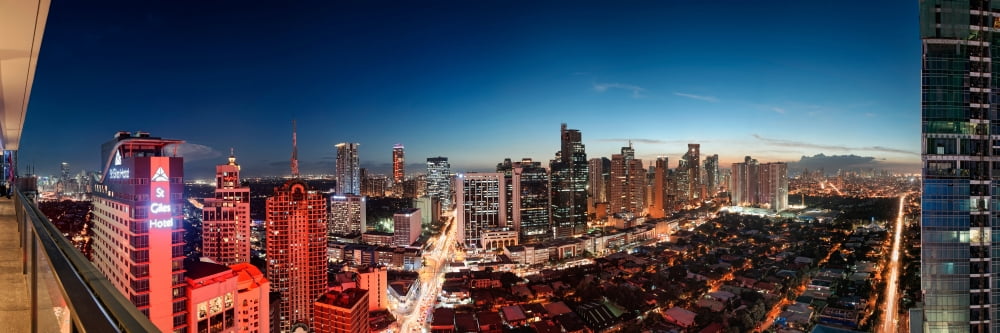 Elevated view of skylines in a city Makati Metro Manila Manila Philippines Canvas Art - Panoramic Images (12 x 36)