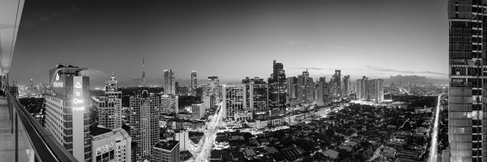 Elevated view of skylines in a city Makati Metro Manila Manila Philippines Canvas Art - Panoramic Images (12 x 36)