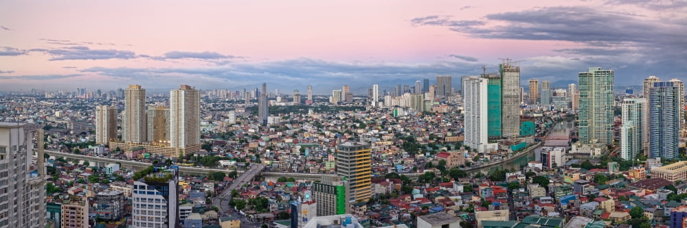 Elevated view of skylines in a city Makati Metro Manila Manila Philippines Canvas Art - Panoramic Images (6 x 18)