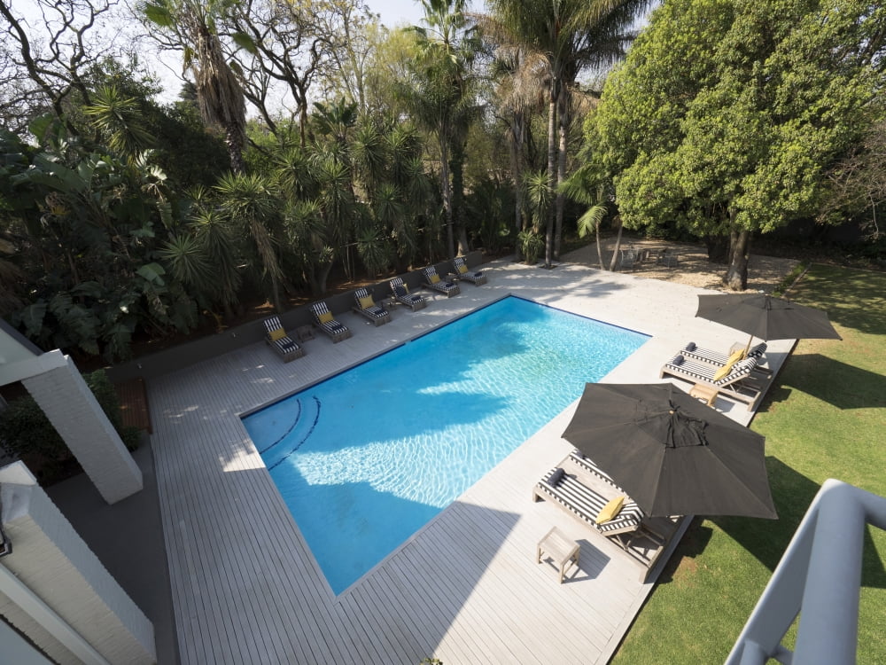 Elevated view of swimming pool at Athol Place Hotel Johannesburg Gauteng Province South Africa Canvas Art - Panoramic Images (12 x 16)