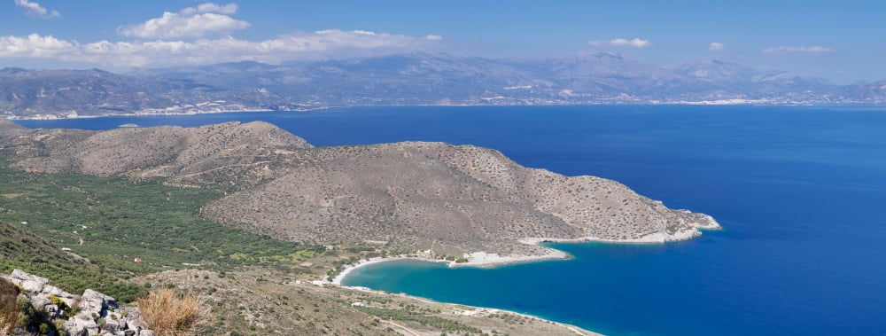 Elevated view of the Gulf of Mirabella near Agios Nikolaos Crete Greece Canvas Art - Panoramic Images (36 x 12)