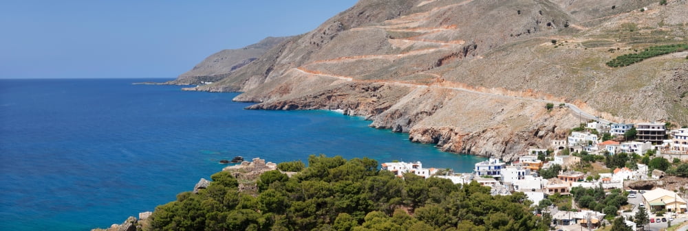 Elevated view of the Hora Sfakion Crete Greece Canvas Art - Panoramic Images (27 x 9)
