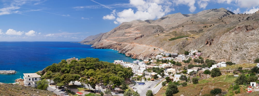 Elevated view of the Hora Sfakion Crete Greece Canvas Art - Panoramic Images (36 x 12)