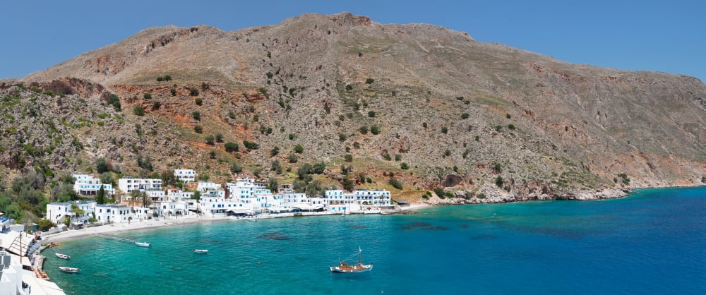 Elevated view of the Loutro Chania Crete Greece Canvas Art - Panoramic Images (36 x 12)