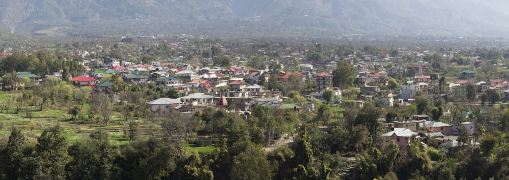 Elevated view of the Lower Dharamsala Himachal Pradesh India Canvas Art - Panoramic Images (27 x 9)