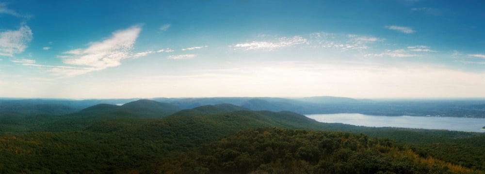 Elevated view of the Mount Beacon and Breakneck Ridge Hudson River New York State USA Canvas Art - Panoramic Images (7 x 18)