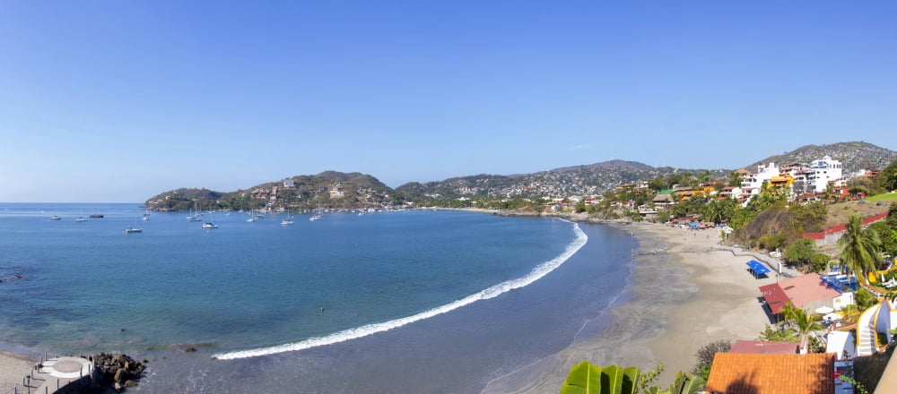 Elevated view of the Playa La Madera Zihuatanejo Guerrero Mexico Canvas Art - Panoramic Images (27 x 9)