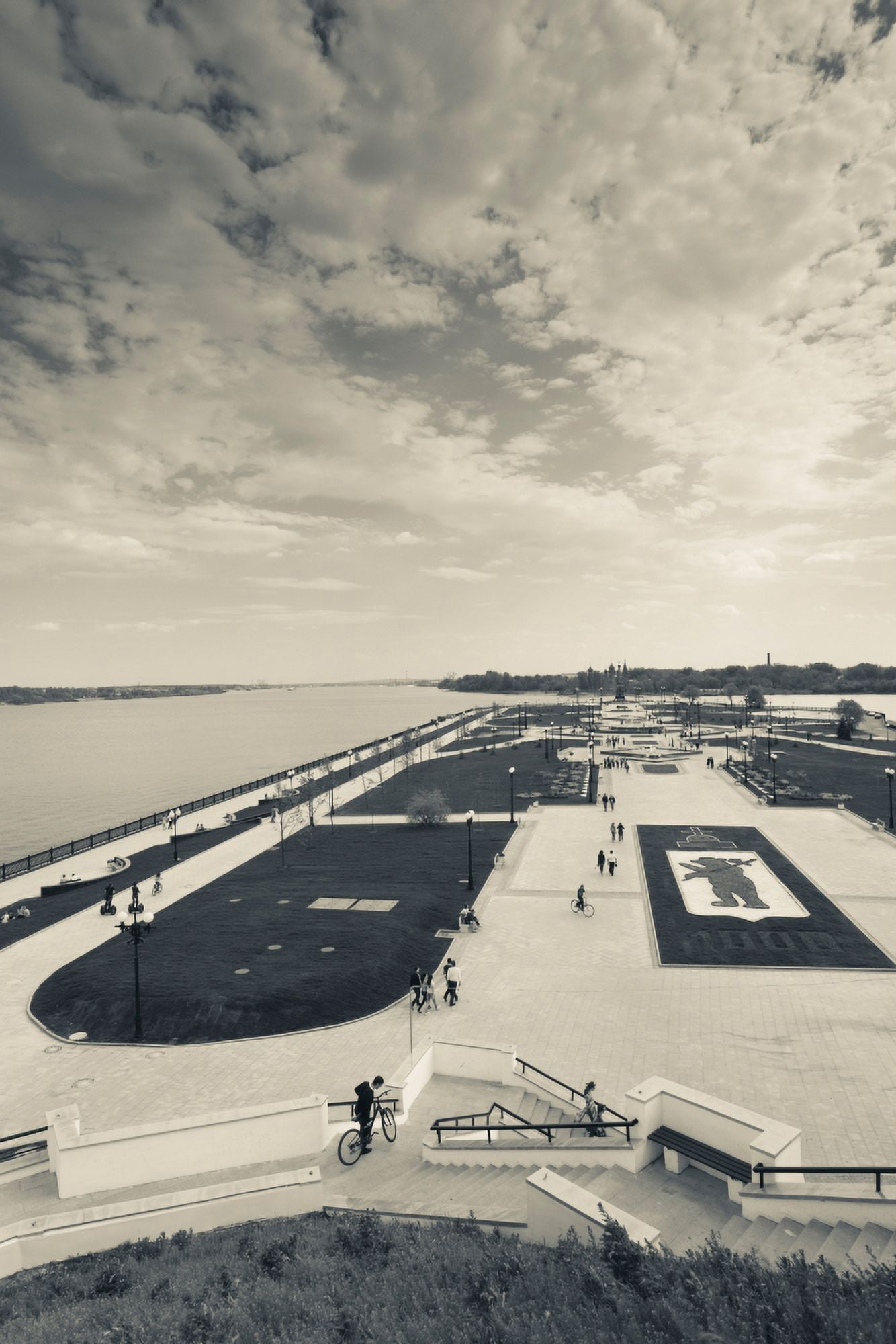 Elevated view of the Strelka Volga Riverfront Yaroslavl Russia Canvas Art - Panoramic Images (27 x 9)