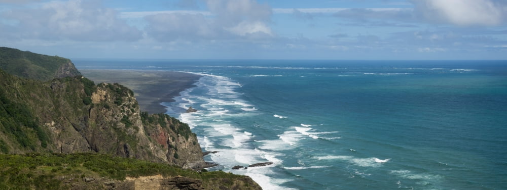 Elevated view of the coastal beach North Island New Zealand Canvas Art - Panoramic Images (6 x 15)