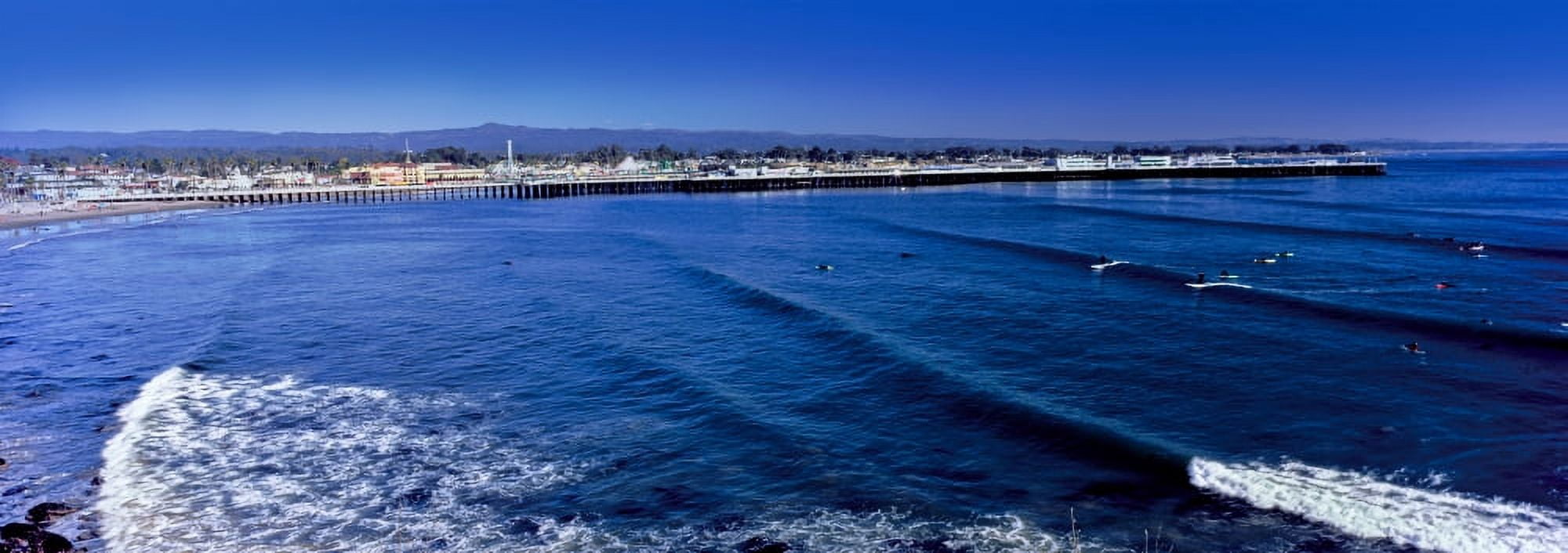 Elevated view of waves on beach Santa Cruz Lighthouse Santa Cruz California USA Canvas Art - Panoramic Images (13 x 36)