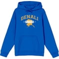 thumbnail image 1 of Elevation 7573 Denali, Alaska Adult Blue Long Sleeve Hoodie-Medium, 1 of 3