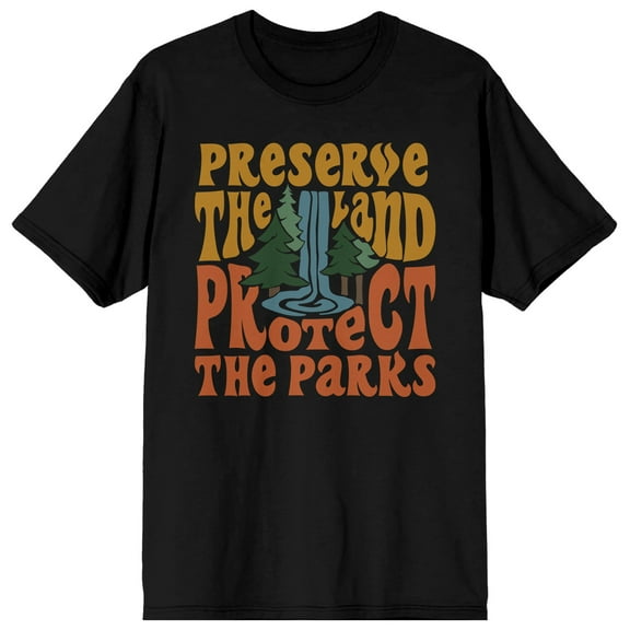 Elevation 7573 Preserve The Land, Protect The Parks Men's Black Short Sleeve Crew Neck Tee-Small