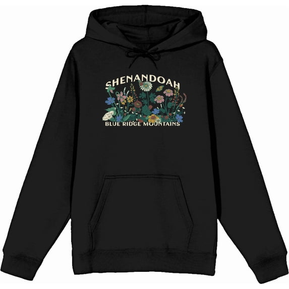 Elevation 7573 Shenandoah Wildflowers Black Adult Long Sleeve Hoodie-Medium