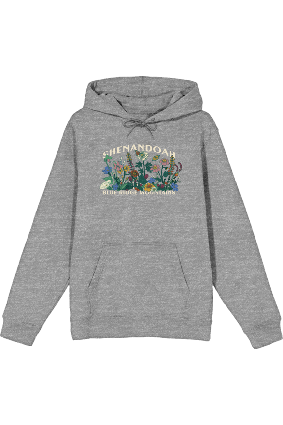 Elevation 7573 Shenandoah Wildflowers Heather Gray Adult Long Sleeve Hoodie-Large