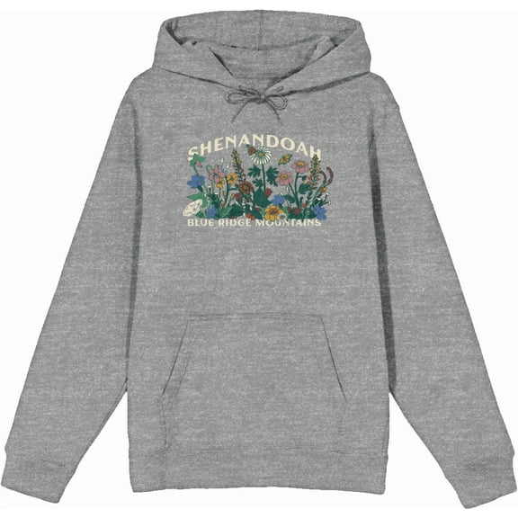 Elevation 7573 Shenandoah Wildflowers Heather Gray Adult Long Sleeve Hoodie-XL