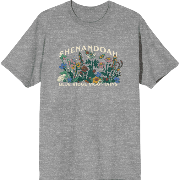 Elevation 7573 Shenandoah Wildflowers Heather Gray Men's Crew Neck Short Sleeve Tee-Medium