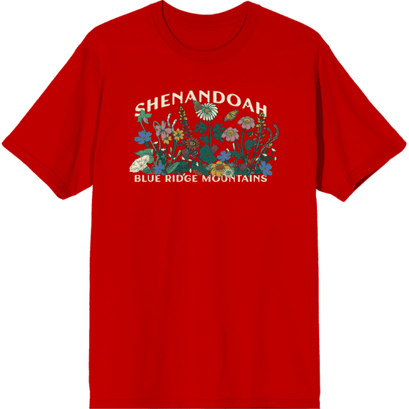 Elevation 7573 Shenandoah Wildflowers Red Men's Crew Neck Short Sleeve Tee-3XL