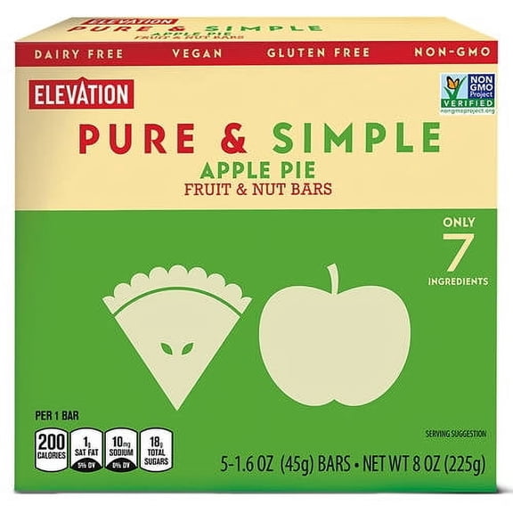 Elevation Apple Pie Fruit and Nut Snack Bars, Pack of 2, 5 Count