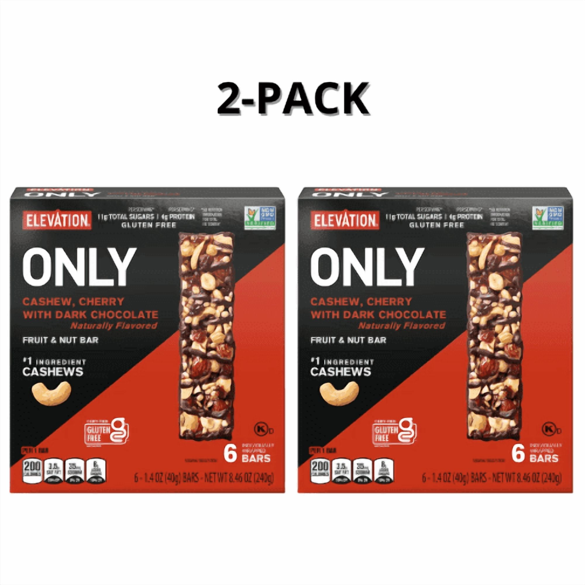 Elevation Dark Chocolate Cherry Cashew Fruit and Nut Bar, 8.4 oz Pack 2