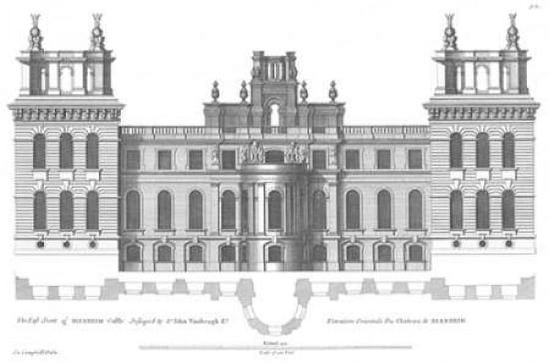 Elevation East Front Blenheim Palace Canvas Art - Colin Campbell (12 x 18)