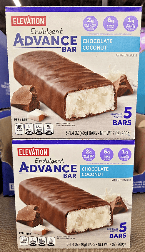Elevation Endulgent Advance Bar Chocolate Coconut 7oz 200g (2 Boxes)