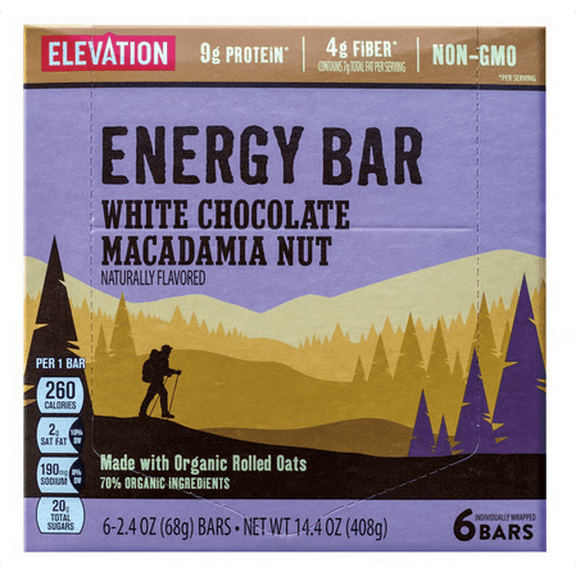 Elevation Energy White Chocolate Macadamia Nut Bar 14.4oz 408g (Single Box)