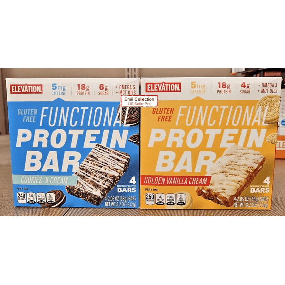 Elevation Functional Protein Bar Cookies Cream & Golden Vanilla Cream 8.2oz 232g (2 Bars)