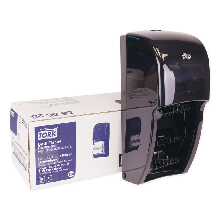 Tork Twin Toilet Paper Roll Dispenser Black T26 - Tork Twin Toilet Paper Roll Dispenser Black T26, High Capacity, Elevation Range, 6.5 Tork Twin Toilet Paper Roll Dispenser Black T26 - Tork Twin Toilet Paper Roll Dispenser Black T26, High Capacity, Elevation Range, 6.5