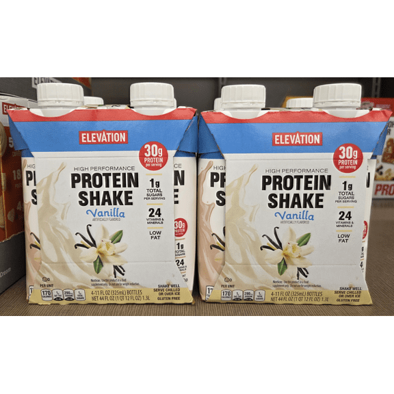 Elevation High Performance Protein Shake Vanilla 44fl oz 1.3L (2 Packs)