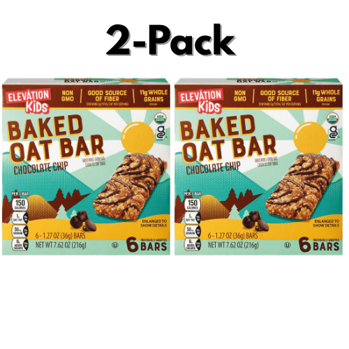 Elevation Kids Baked Oat Bar Chocolate Chip 2-Pack 12 Bars,7.62 oz